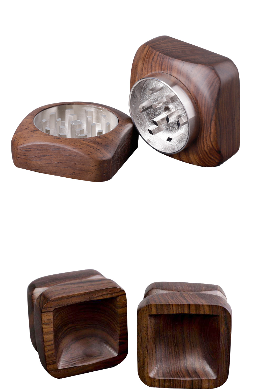 新款木质磨烟器 金属烟草研磨机器烟丝烟叶 grinder 锌合金碎烟器