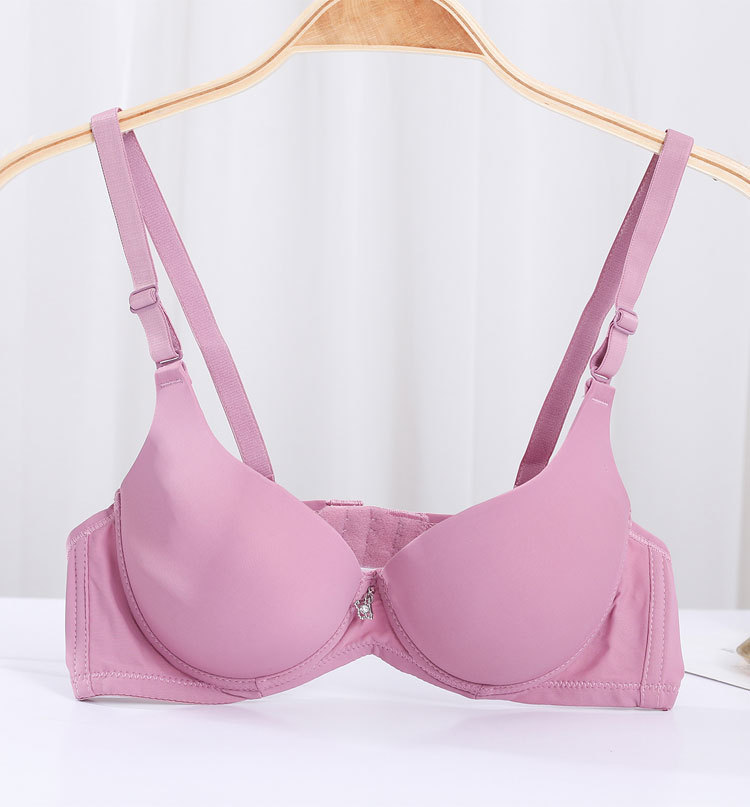 现货批发日系少女无痕文胸光面纯色调整型上托聚拢内衣女士小胸罩
