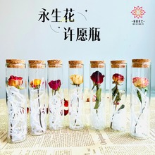 许愿瓶干花真花玫瑰薰衣草玻璃瓶摆件永生花装饰节日礼物送女友