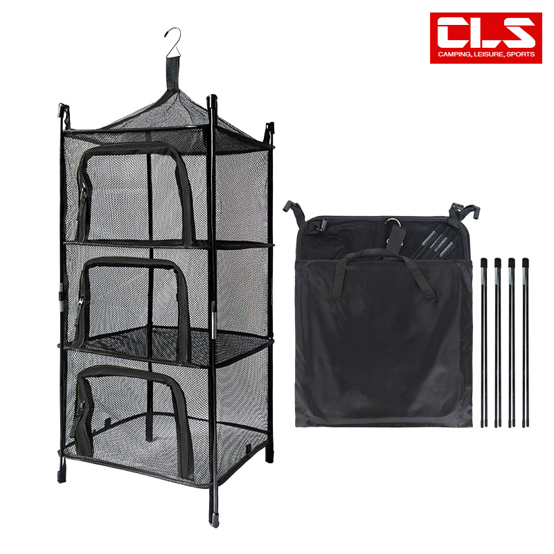 Outdoor Folding Drying Mesh Four-Layer Storage Basket Storage Basket Camping Fish Drying Drying Mesh Rack Hanging Basket Drying Rack Mesh Frame