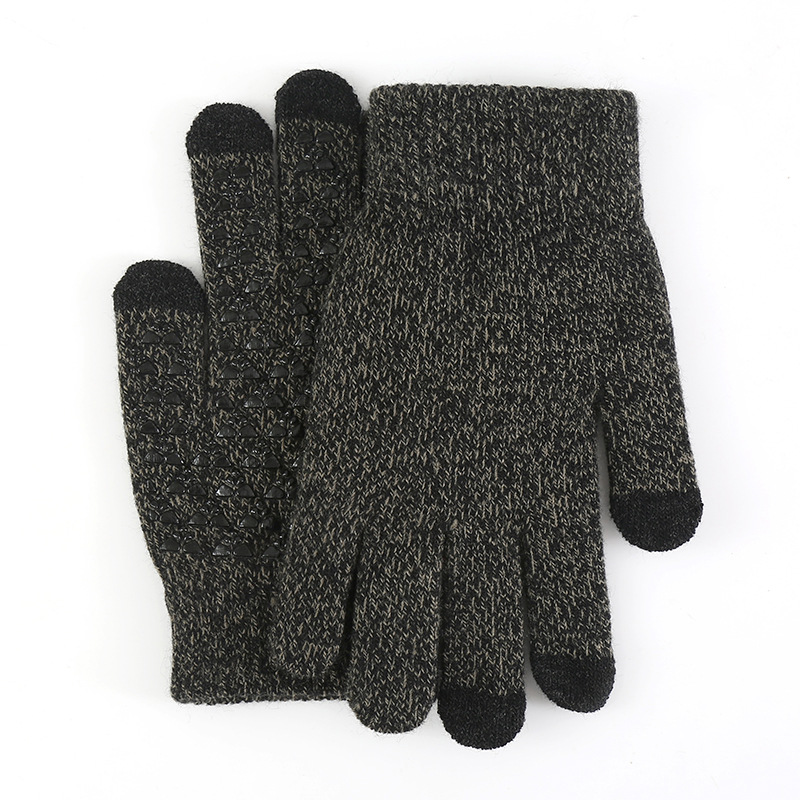 Cross-Border European and American Size Knitted Thermal Gloves Winter plus-Sized Thick Non-Slip Wool Outdoor Riding Touch Screen Gloves