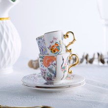 新中式中西合璧不规则两件套咖啡杯碟意式浓缩陶瓷咖啡杯下午茶杯