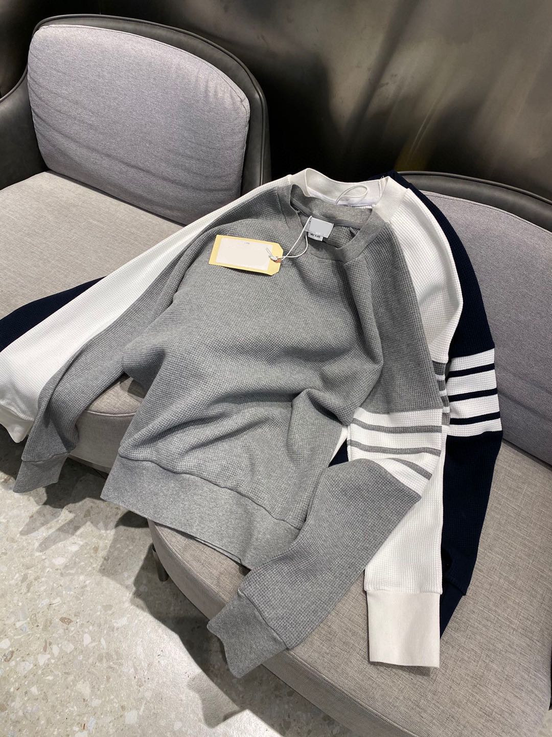 tb正确版四杠华夫格圆领套头卫衣长袖纯棉高品质情侣男女青岛代发