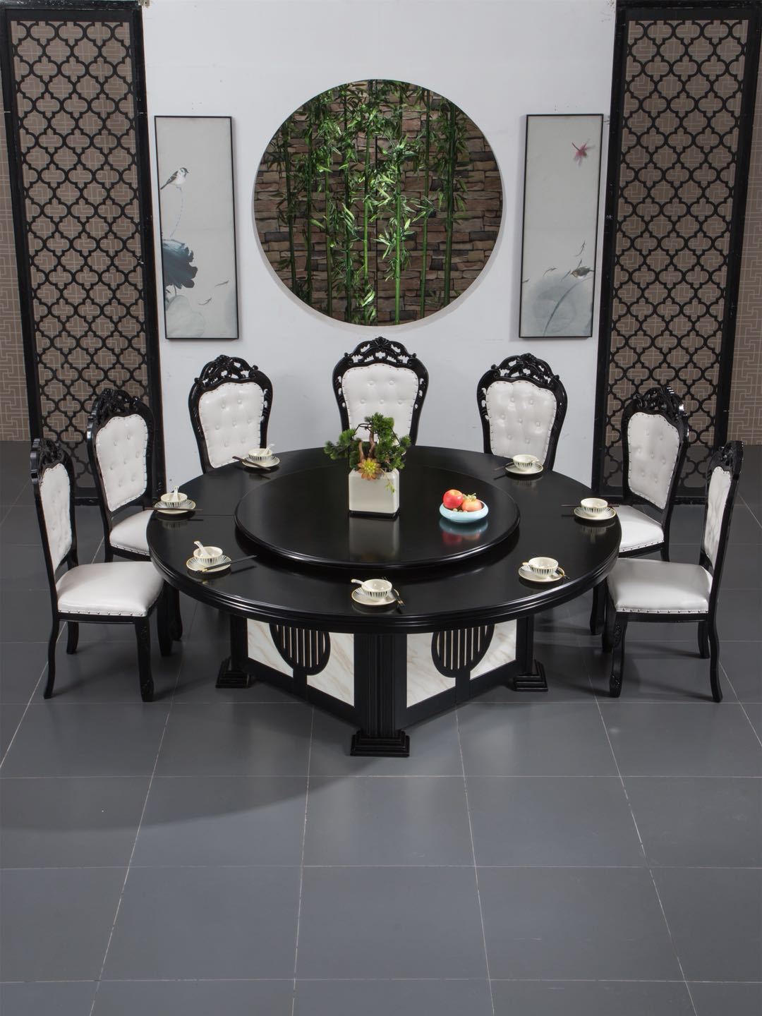 酒店餐桌大圆桌电动大餐桌圆桌15/20人转盘饭店商用可开孔火锅桌