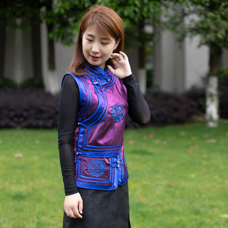 蒙古族马甲蒙古现代影视剧服装舞台盘扣女装坎肩服务员特色元素