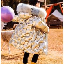 儿童羽绒棉服女童中长款童装新款洋气冬装外套亮皮免洗