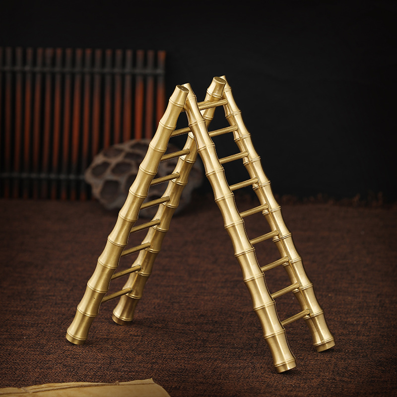 节节高竹节梯步步高升楼梯纯黄铜风水摆件批发工艺品铜制品大铜器