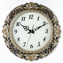 玫瑰花浮雕超大创意挂钟个性复古时尚欧美挂表时钟挂表静音钟表