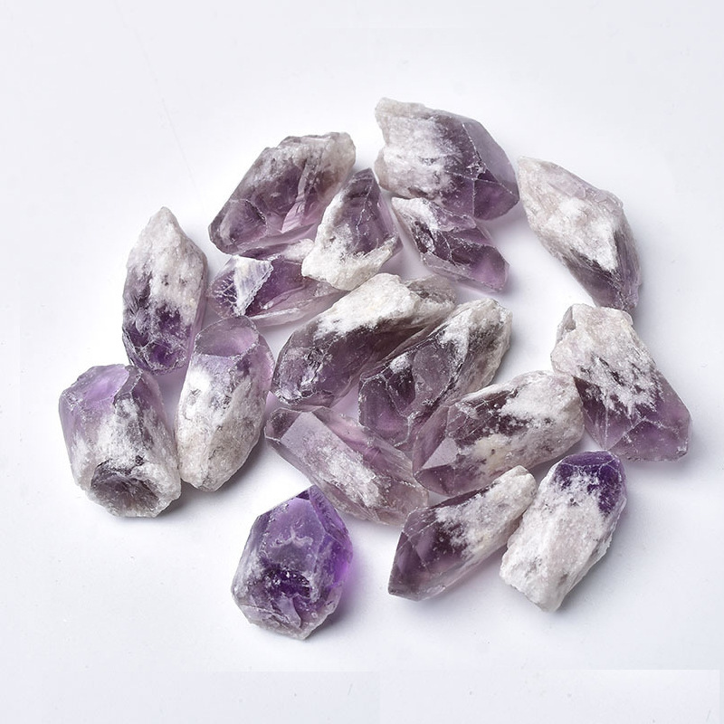 紫银山单尖柱原石 颗颗带紫银山金字塔灵魂石