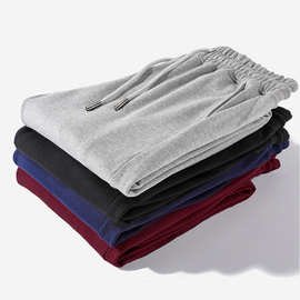 春秋运动休闲裤男时尚纯色毛圈卫裤嘻哈情侣青年紧口长裤可定logo