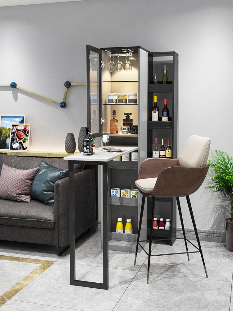 意式轻奢吧台桌家用折叠酒柜餐桌一体靠墙客厅现代简约酒柜隔断柜