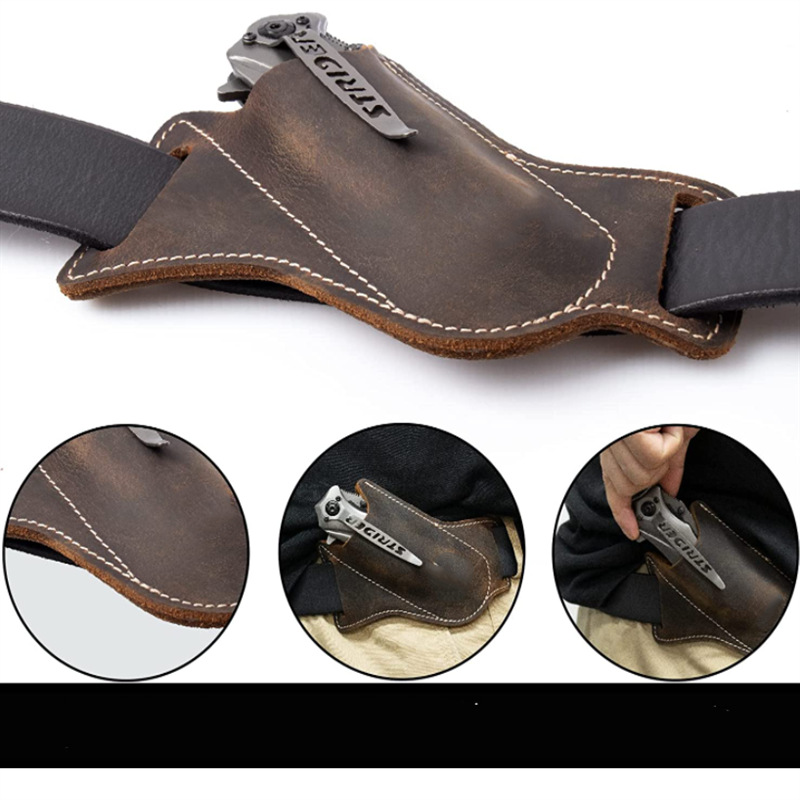 跨境edc战术工具皮套 户外求生刀具收纳腰包便携手电筒刀套腰包