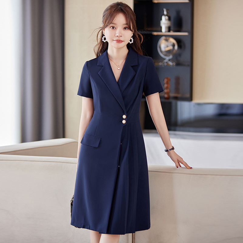 短袖夏季职业装女士连衣裙正装韩版修身高级感气质珠宝店工作服