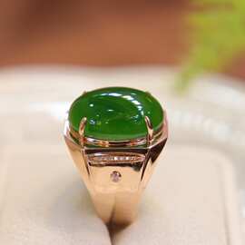 男士碧玉戒指18k金