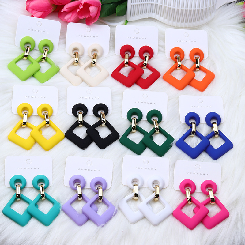 summer beach colorful fashion earrings diamond hollow earrings acrylic vintage earrings high-grade ear jewelry for women