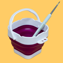 迷你户外绘画便携硅胶水桶 可折叠式洗笔桶 水彩丙烯油画水粉桶