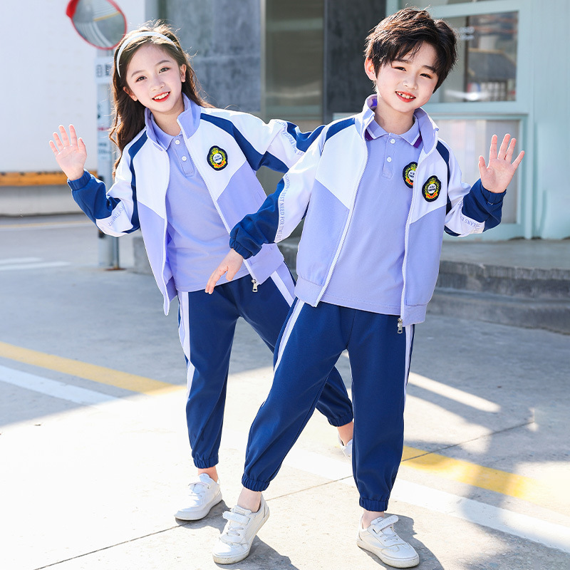 定制秋季男女童小学生校服套装表演出服班服儿童连帽运动服潮厂家