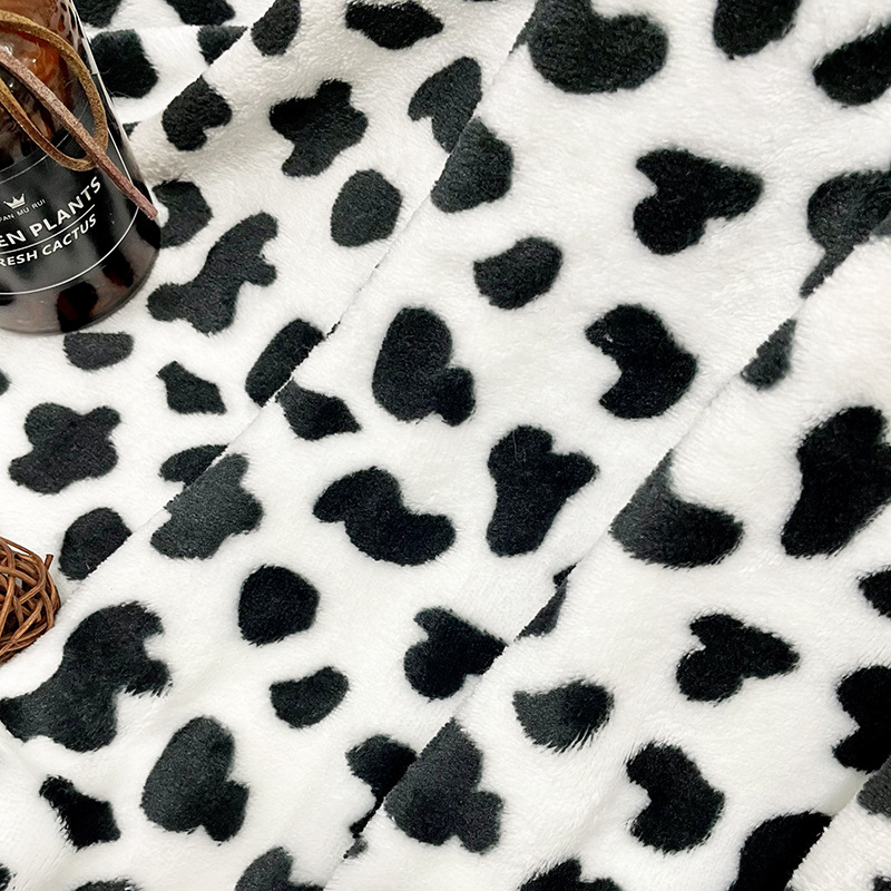 现货 双面法兰绒印牛奶纹面料 双面珊瑚绒胶印 围巾手袋家纺绒布