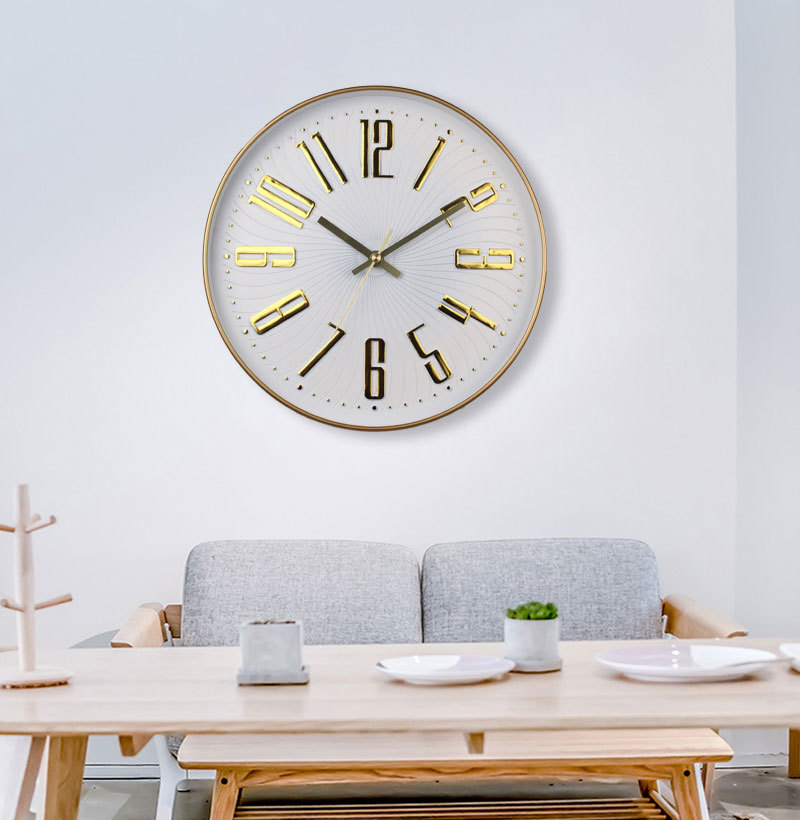 Modern and Unique Creative Mute Clock Household Font Clear Wall Mounted Clock Mute on Time Second Sweeping Electronic Quartz Clock