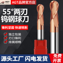 AGT 55度钨钢球刀2刃圆头球形合金铣刀cnc数控刀具R型球头立铣刀