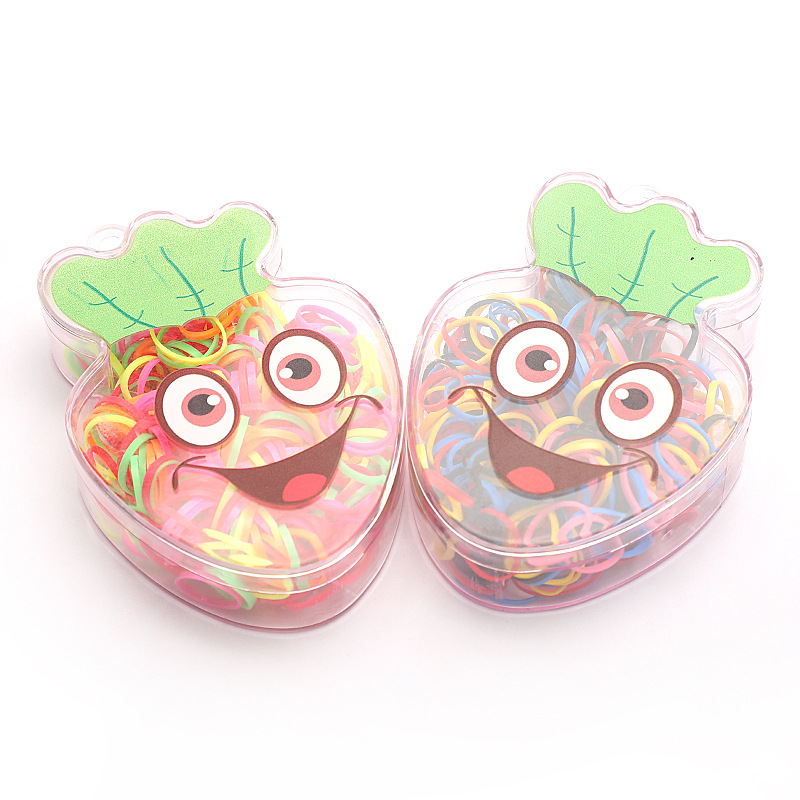 Factory Direct Sales Children's Hair Band Cartoon Carrot Boxed Large Capacity Rubber Band Does Not Hurt Hair Disposable Rubber Band