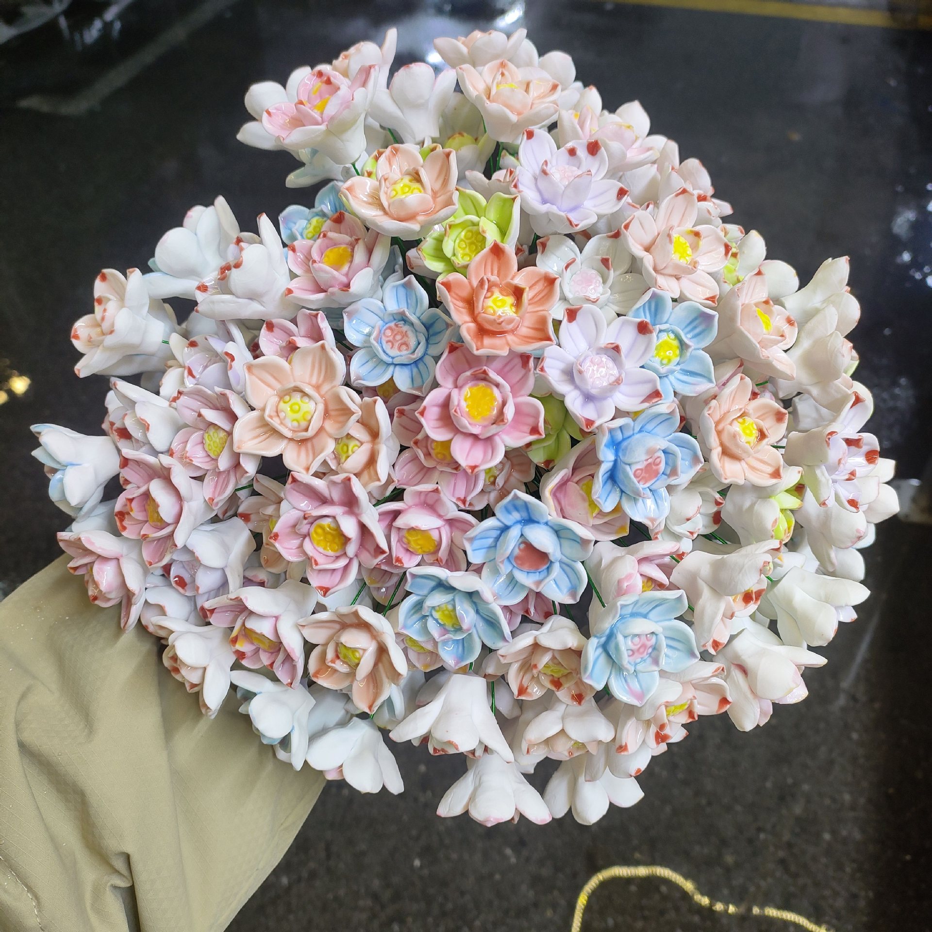 高温陶瓷手工花永生花小清新陶瓷花桌面装饰品满48