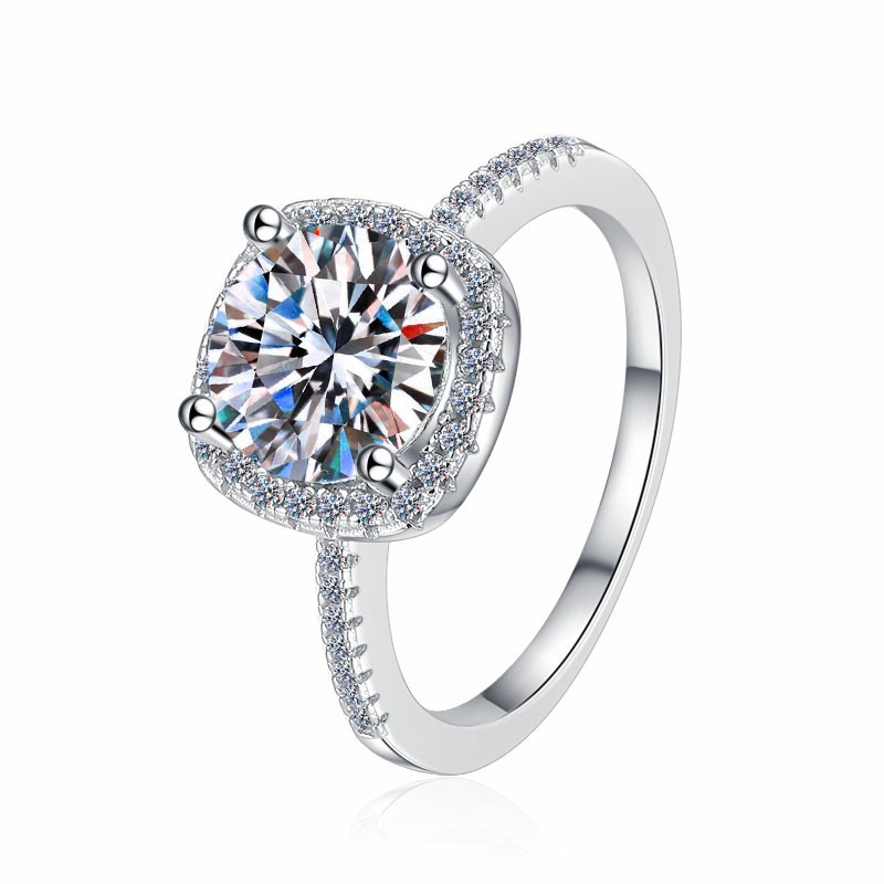 1 Karat D Color Moissanite Ring Female Niche Design Sense Classic Square Bag Ring Jewelry S925 Sterling Silver Diamond Ring