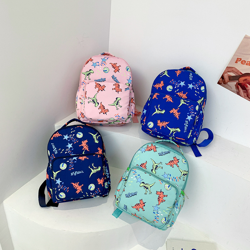 New Kindergarten Simple Popular Fashion All-Match Trend Cartoon Children's Backpack Dinosaur Pattern Boys and Girls Backpack