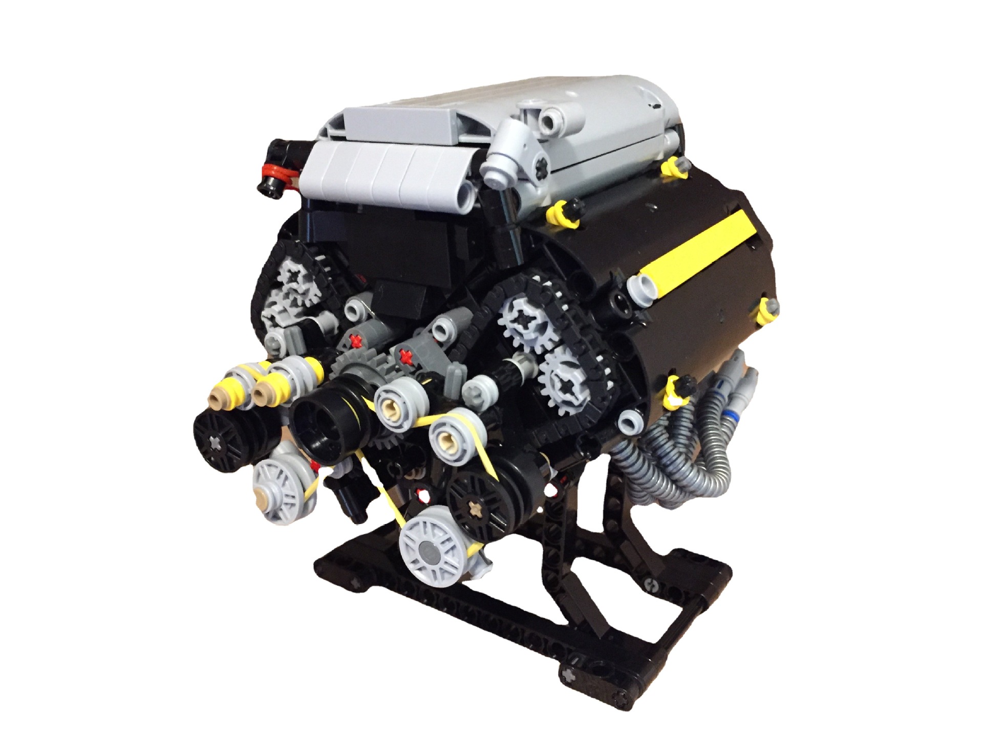 国产积木兼容乐高 科技v8引擎跑车改装发动机32气门moc5880拼模型