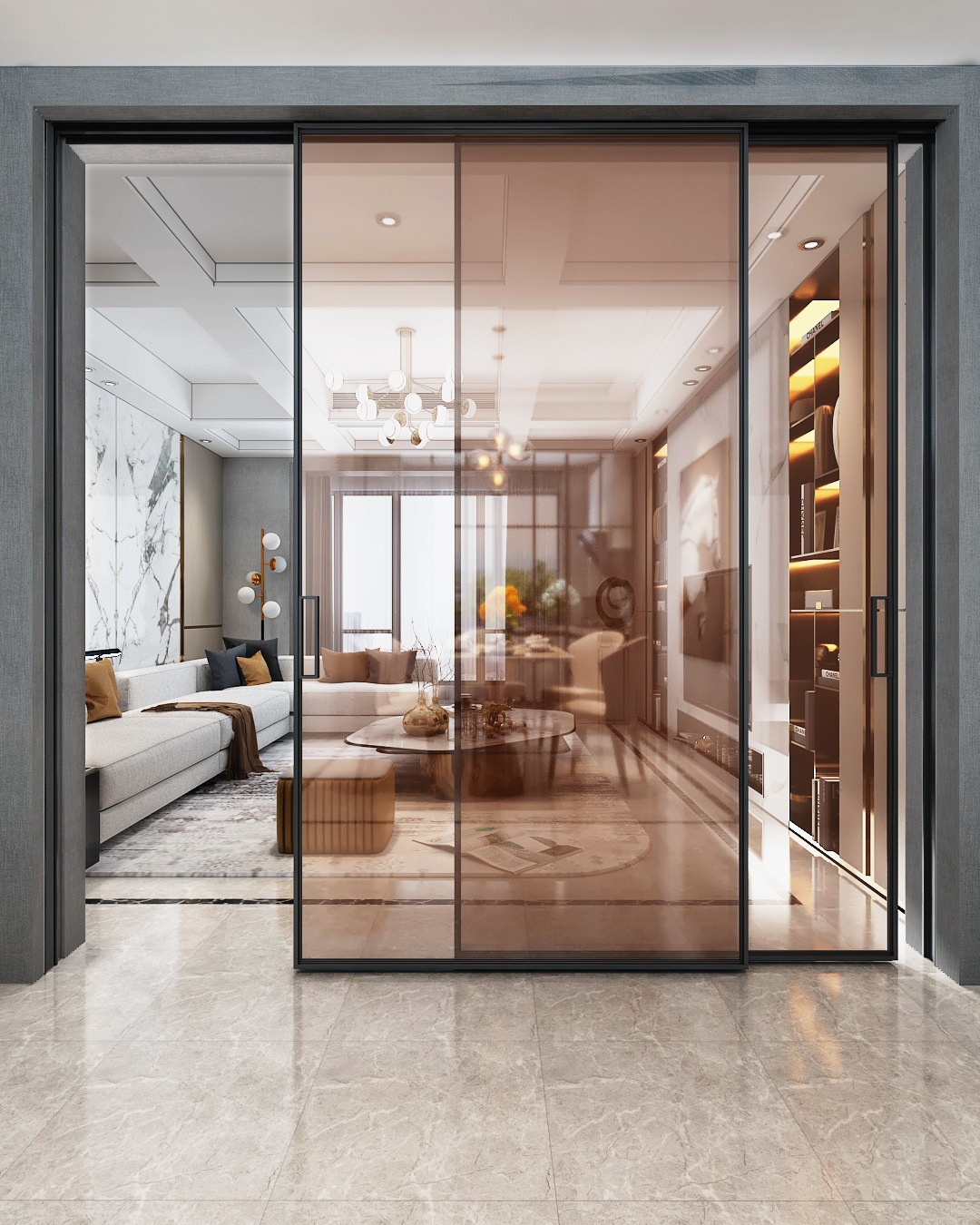 厂家供应金属简约现代推拉门 衣柜门 铝合金框移门 威吕铝制品