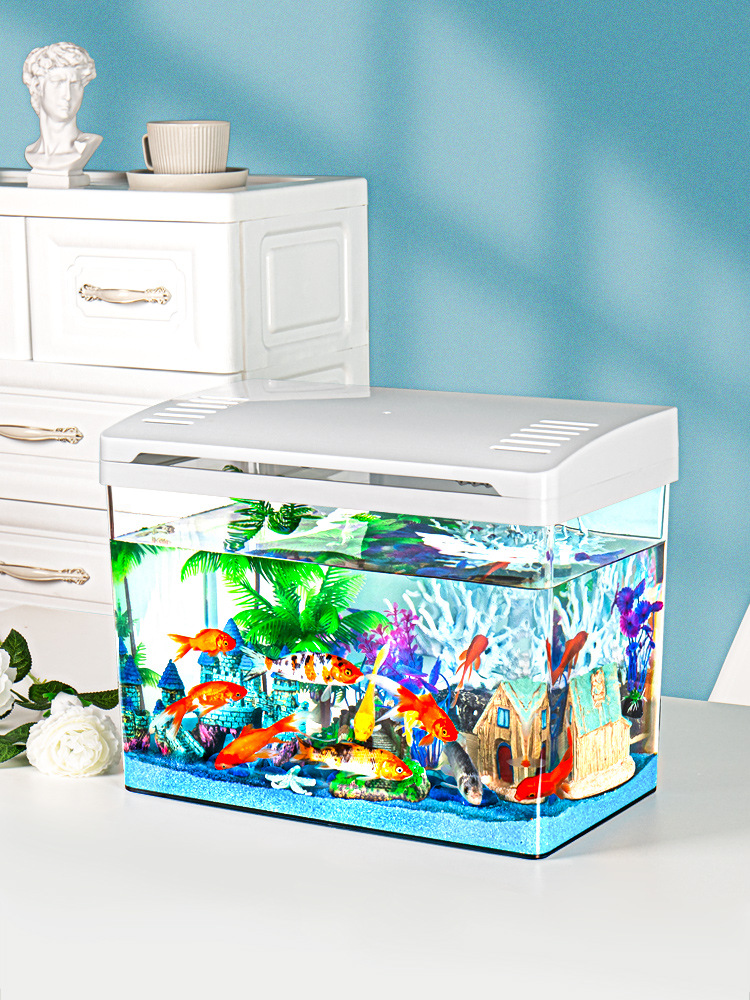 透明塑料生态饲养缸观赏鱼水族箱仿玻璃防爆摔亚克力鱼缸一体成型