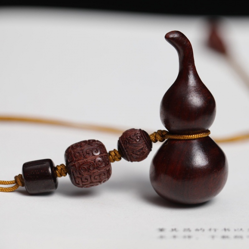 红檀木小葫芦汽车钥匙扣挂件复古文艺创意挂坠手机链男女挂坠