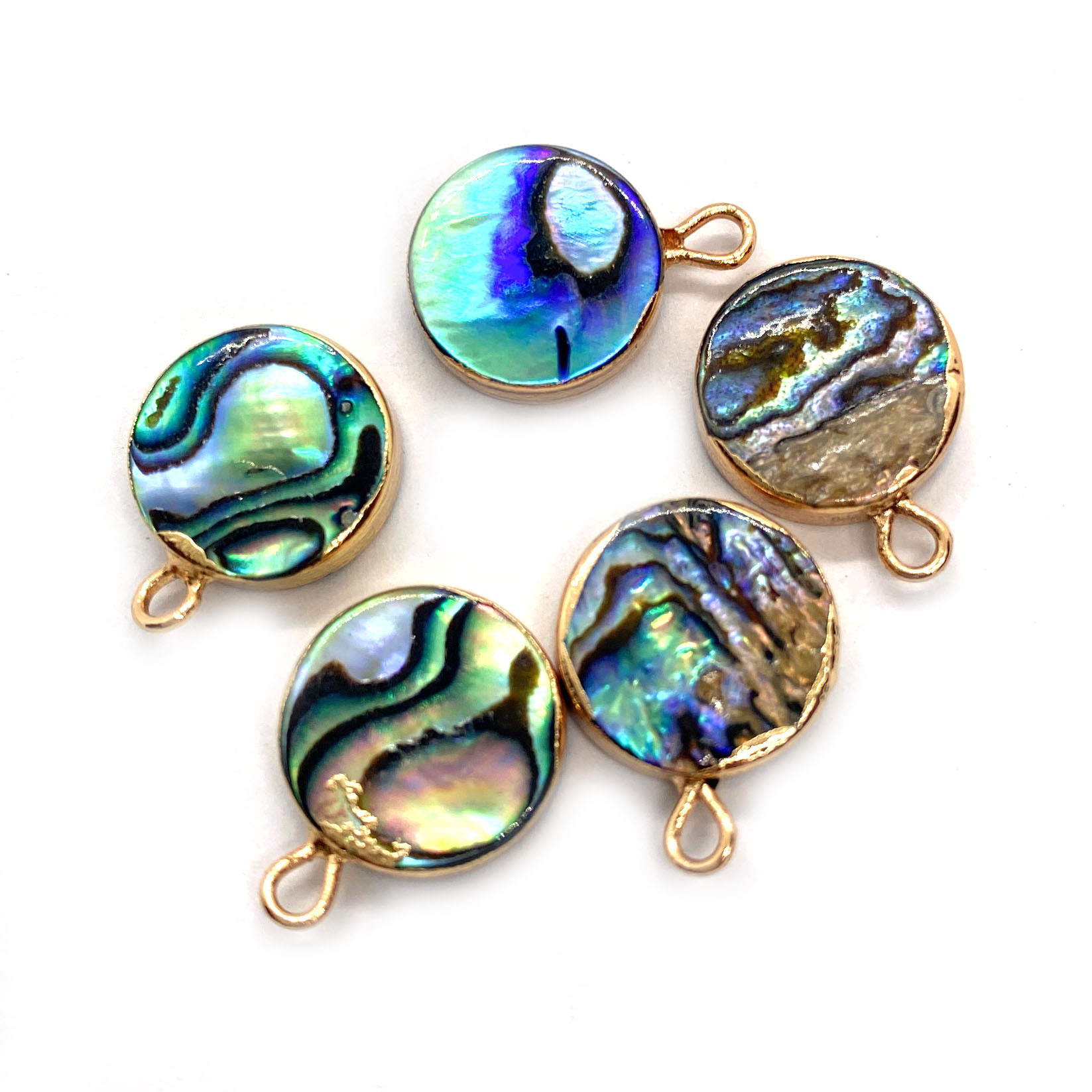 天然鲍鱼贝吊坠水滴形爱心形包边鲍鱼贝吊坠 珠宝diy项链手链配件