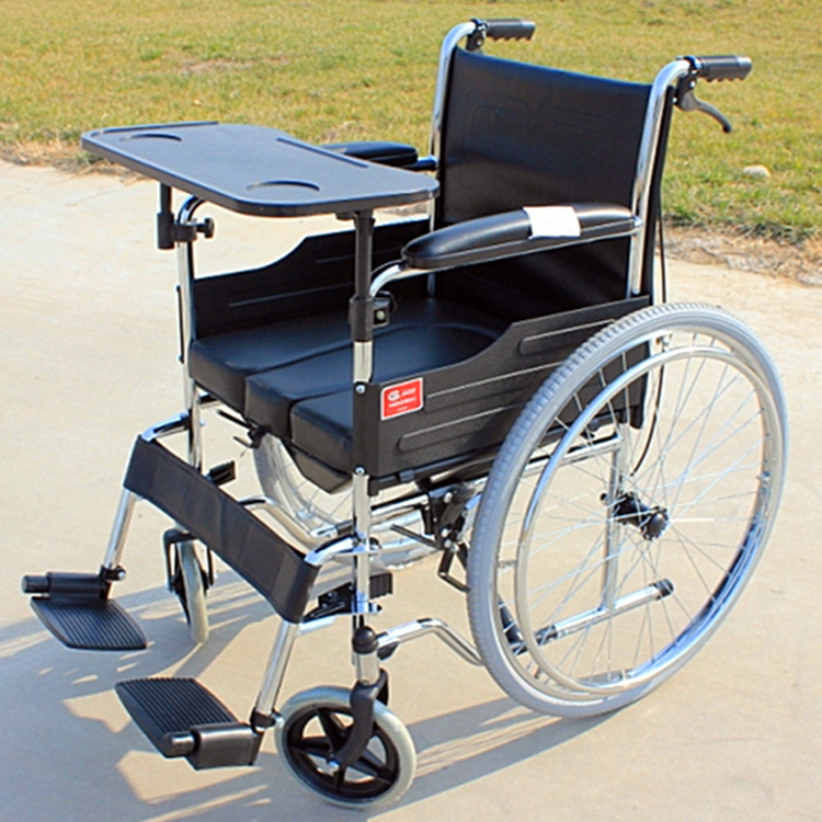 鱼跃牌h055b带餐桌老年人手动可折叠轻便式手推轮椅代步车