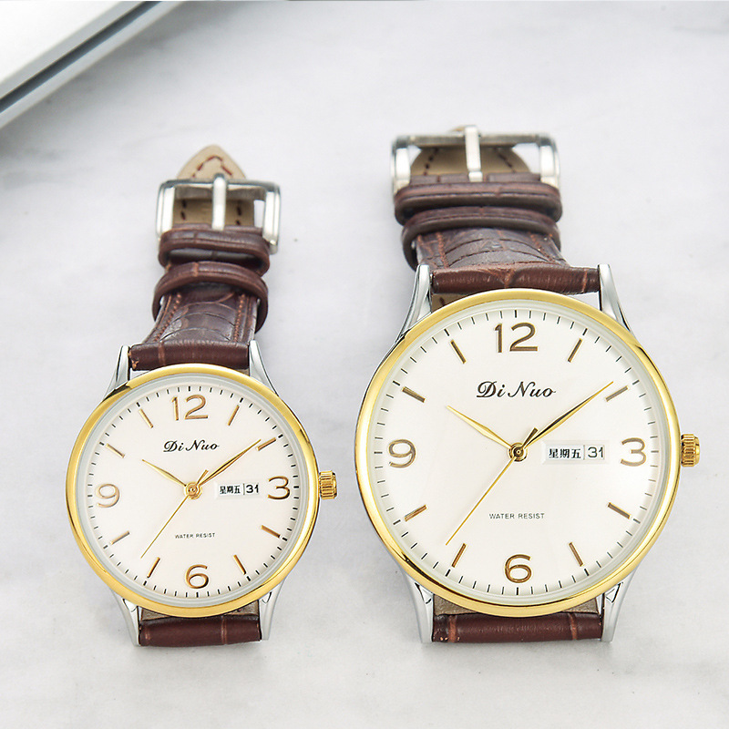 谛诺dinuo男女对表双日历纪念款时尚休闲百搭潮流学生白领5625