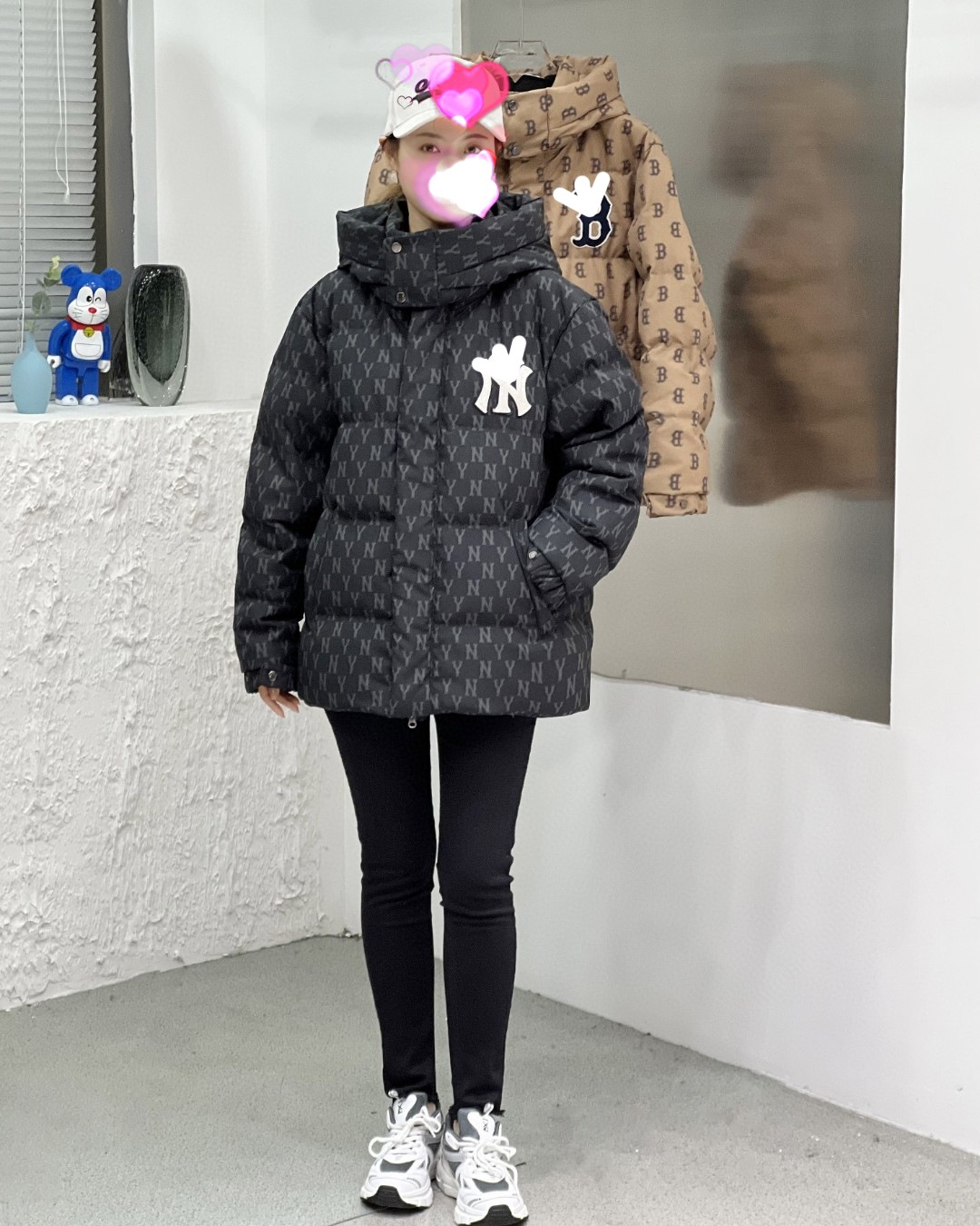 mlb羽绒服老花冬季连帽鹅绒女 休闲宽松短款保暖男潮
