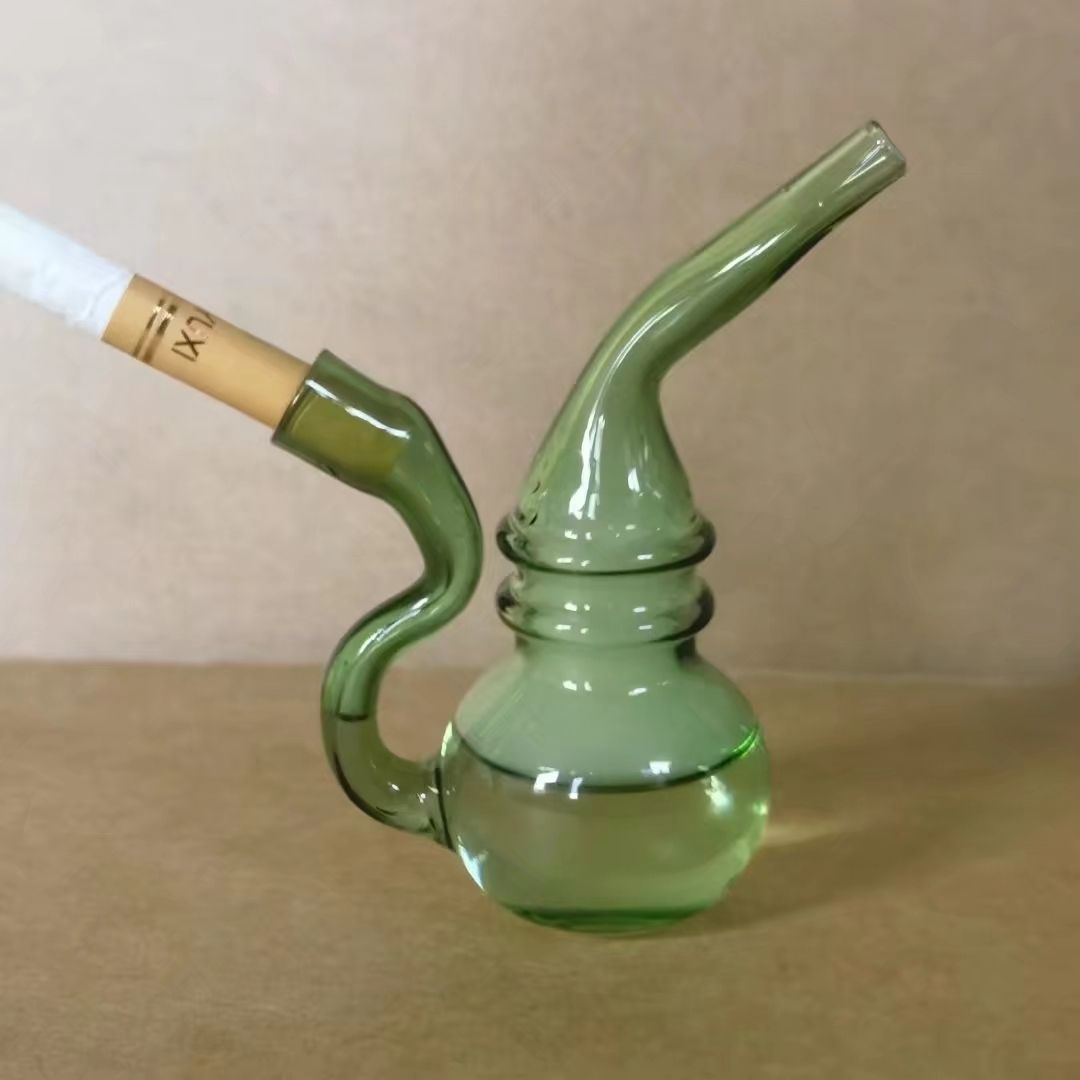 粗烟用彩色玻璃水烟壶烟嘴男士清洁过滤水烟袋个性小巧透明水烟斗