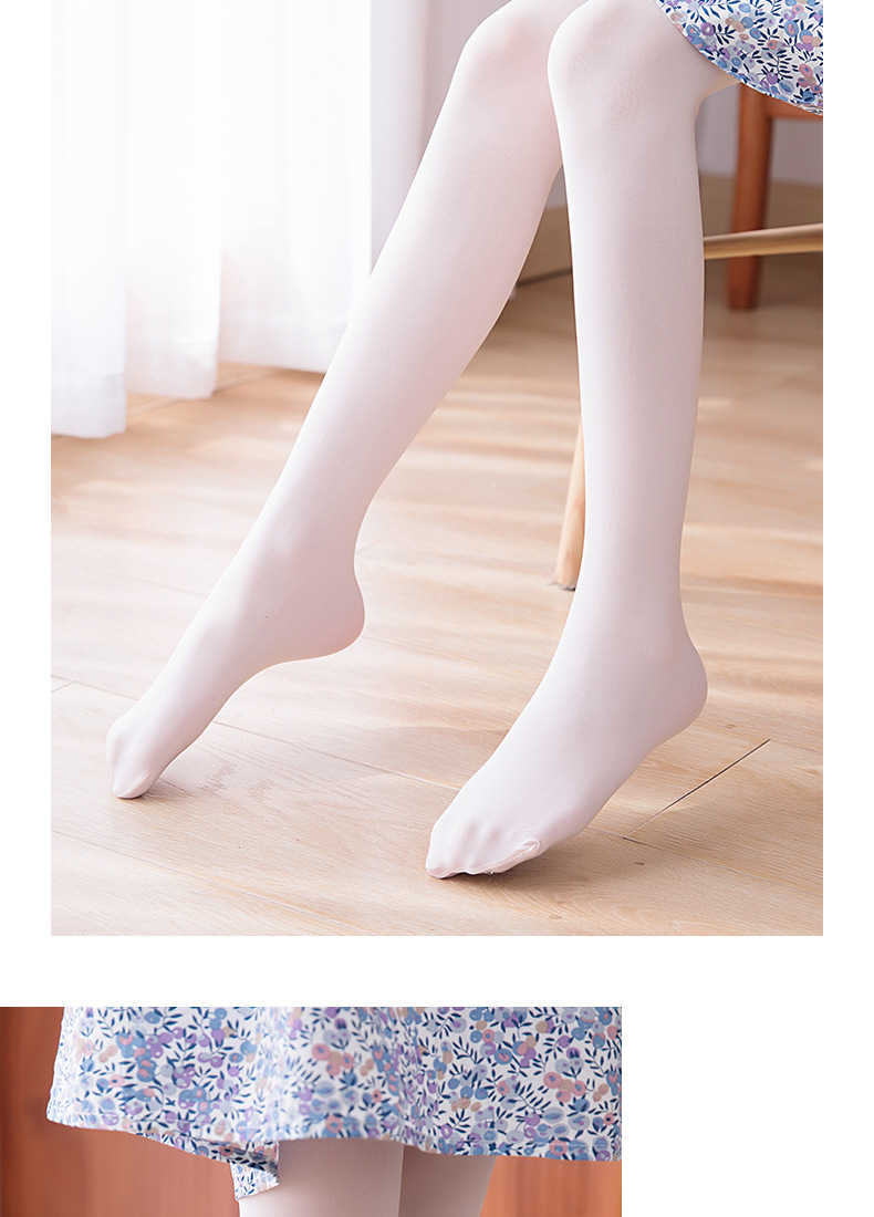 儿童猫爪袜舞蹈袜女童春季薄款白色连裤袜中国舞练功考级跳舞袜夏