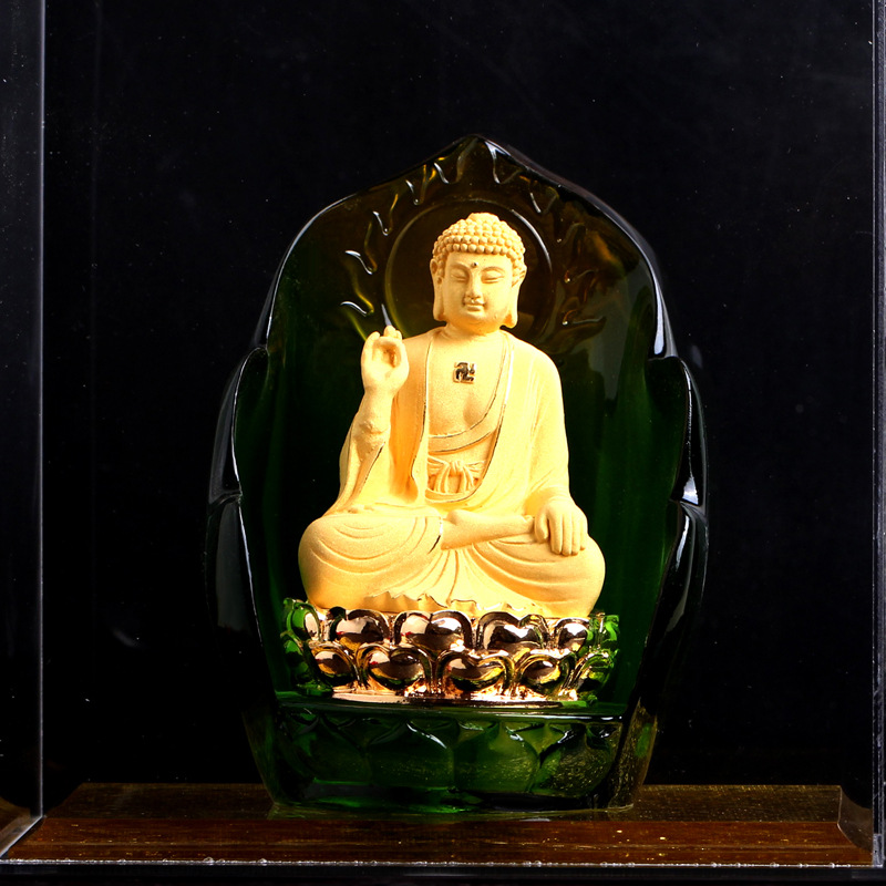 映运阁大日如来琉璃金身法像摆件 属猴属羊金色本命佛守护神佛