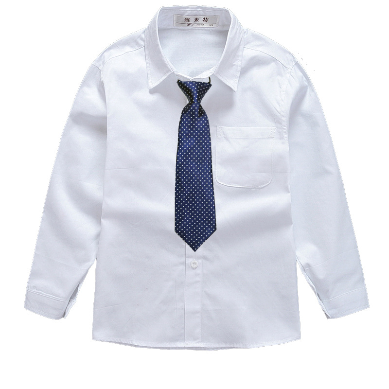 男童白衬衫长袖棉加绒衬衣男孩儿童装中大童学生校服园服班服