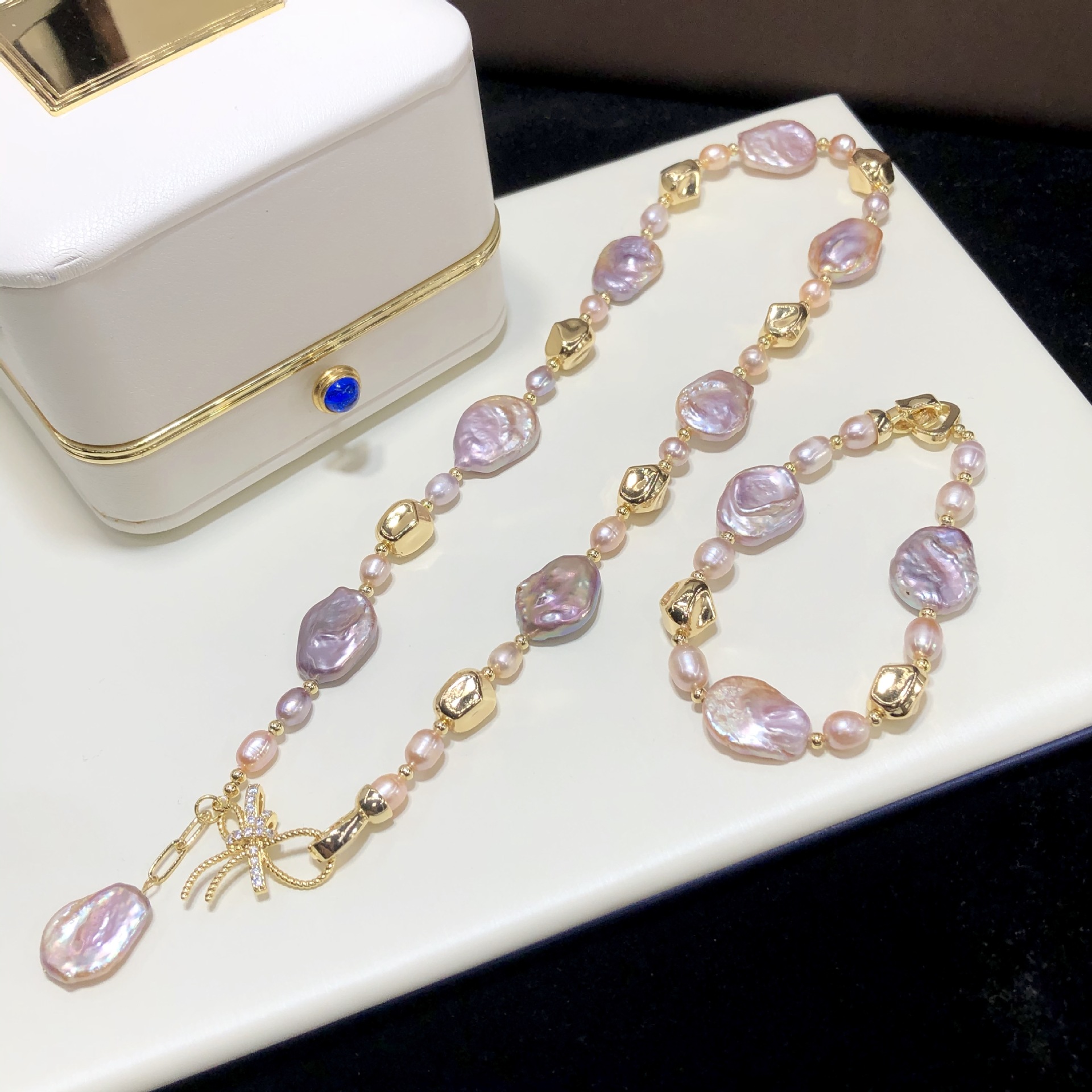 Baroque Natural Freshwater Pearl Necklace for Women Special-Interest Design High-Grade Zixia Fairy Summer Bracelet Necklace