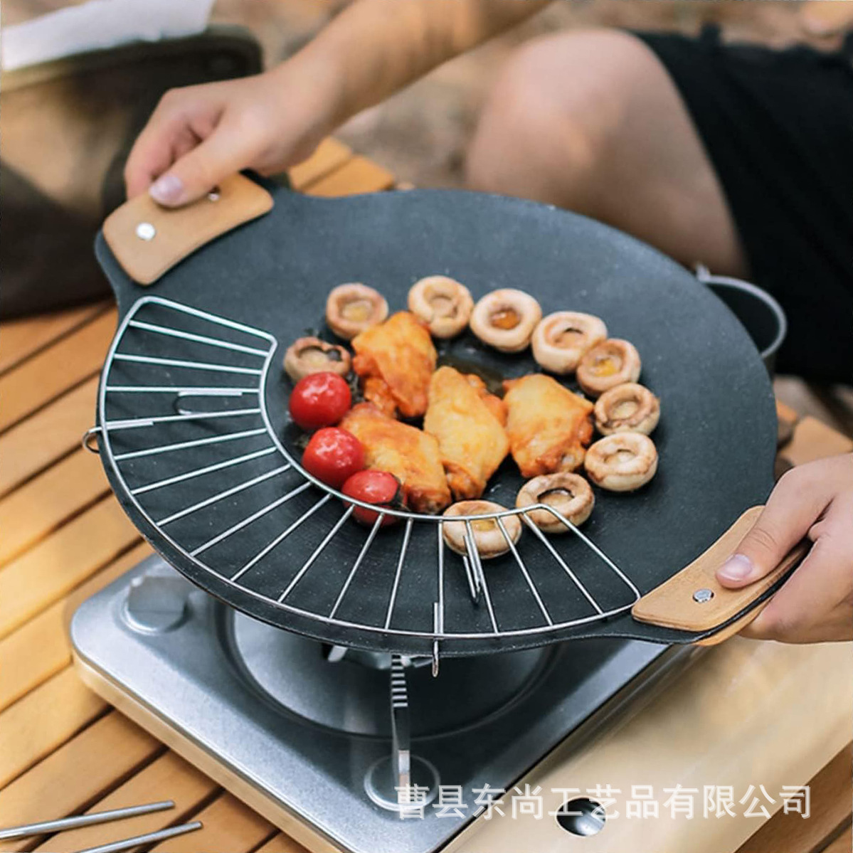 木质手柄垫烧烤盘隔热木夹片露营配件炒锅烹饪器具把套实木防烫垫