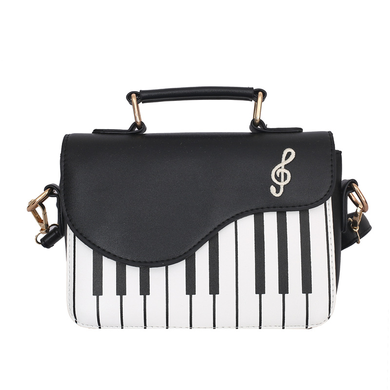 Spring/Summer 2021 Fashion Color Contrast Embroidered Small Square Bag All-Matching Girlish Sweet Personality Piano Note Small Shoulder Bag Women's Bag