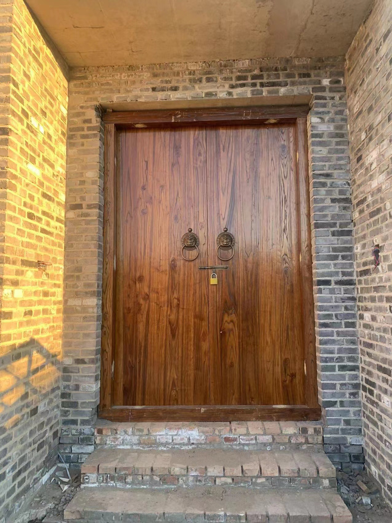 中式仿古实木大门别墅庭院双开大门农村祠堂大门寺庙进户大门