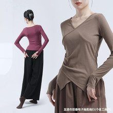 舞蹈上衣女中国舞形体服古典舞蹈服v领长短袖现代舞练功服