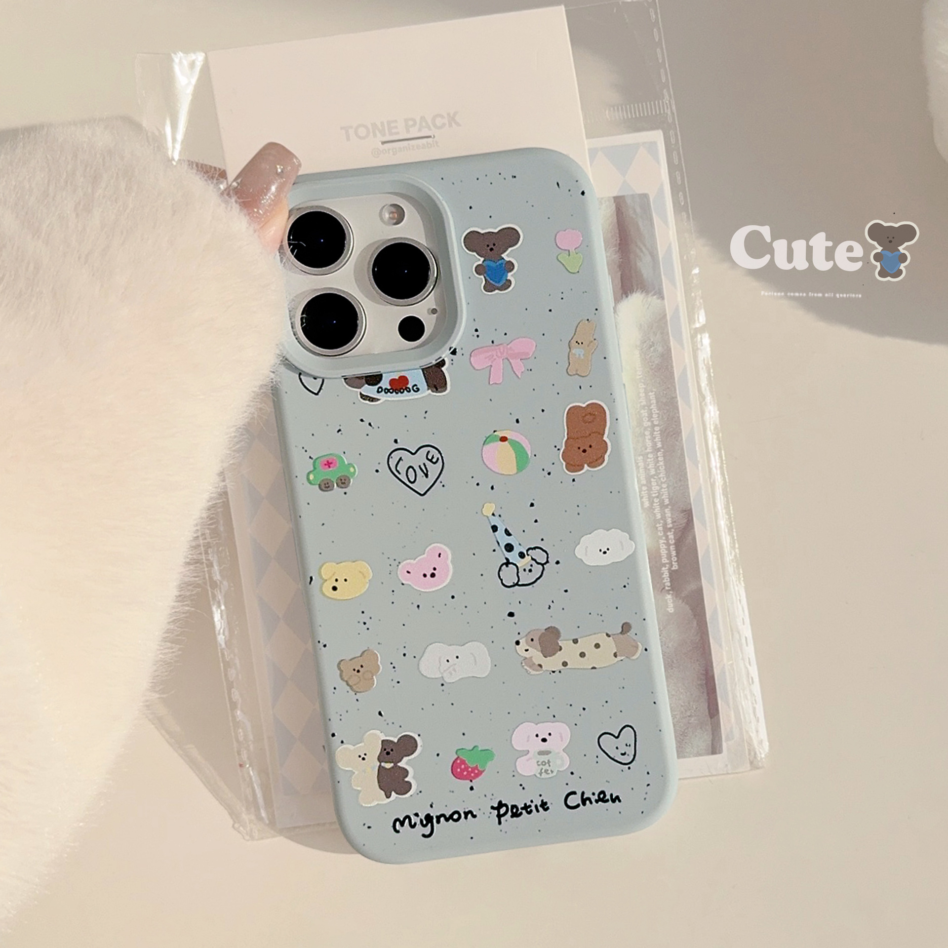 【塔下】ins可爱涂鸦动物适用iphone16手机壳14苹果15pro max软13