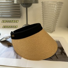 法式赫本风情厚纸辫材质UPF50+草编度假防晒遮阳帽夏季女帽子