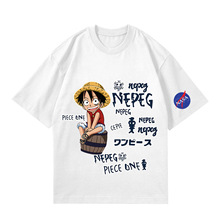 NASA联名海贼王短袖T恤夏潮男女日系动漫路飞青少年学生宽松半袖Y