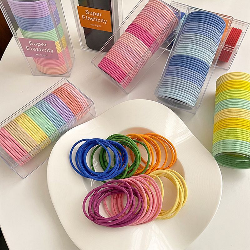 Candy Color Boxed Hair Bands for Women Hair Rope Headwear High Elastic Durable Rubber Band Internet Celebrity Minimalist Rubber Ring
