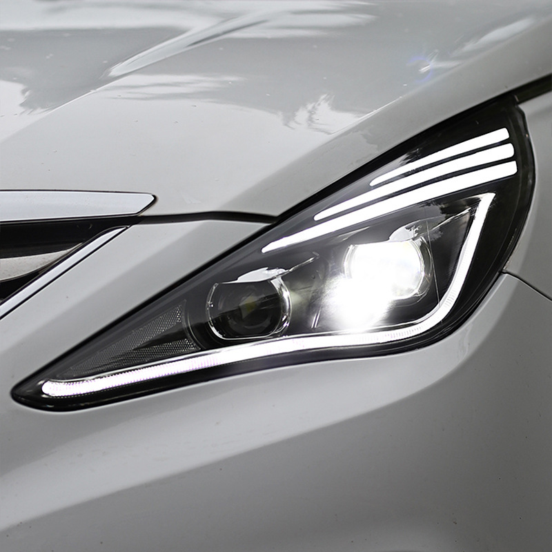 适用于适用于索纳塔八代大灯总成 索八改装led激光透镜日行灯流光